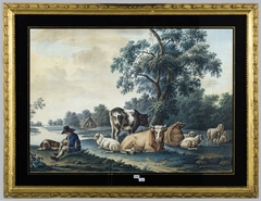 Landschap met vee en herder by Anton Koster