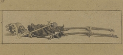 Liggend skelet met kroon en scepter by Richard Roland Holst