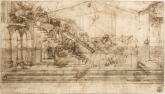 Linear perspective study for The Adoration of the Magi by Leonardo da Vinci