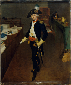 M. Estellé, marchand de galons rue Saint-Honoré, en uniforme de capitaine des chasseurs de la garde nationale, en 1790 by Jean-Marie Hooghstoel