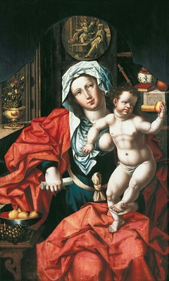 Madonna and Child holding a pear. by Bernard van Orley