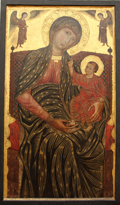 Madonna enthroned with two angels by Master of the Magdalen