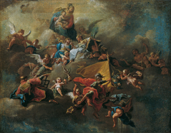 Maria mit dem Kind und Heiligen, auf Wolken thronend by Daniel Gran