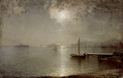 Maritime Landscape in Moonlight by Alfred Wahlberg