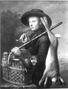 Marktbursche mit Hase und Federvieh by Johann Jakob de Lose