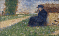 Massif figure in a landscape by Georges Seurat