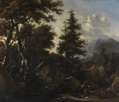 Mountain landscape with figures from the old testament