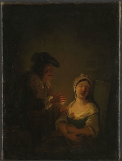 Old Man Watching a Sleeping Girl by Johann Georg Dietrich