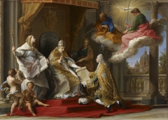 Pope Benedict XIV presenting the Encyclical 'Ex Omnibus' to the Comte de Stainville, later Duc de Choiseul