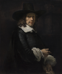 Portrait of a Gentleman with a Tall Hat and Gloves by Rembrandt