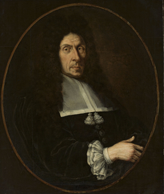 Portrait of a man in a black wig
