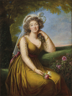 Portrait of Madame du Barry (1743-1793), three-quarter-length, seated in a landscape