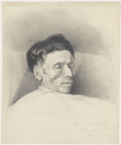 Portret van een man op zijn sterfbed
