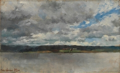 Rain Clouds over a Lake Landscape by Akseli Gallen-Kallela