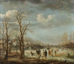 River view in the winter by Aert van der Neer