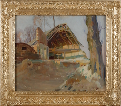 RUINED BARN AT ENNEMAIN NEAR ATHIES by Alfred Munnings