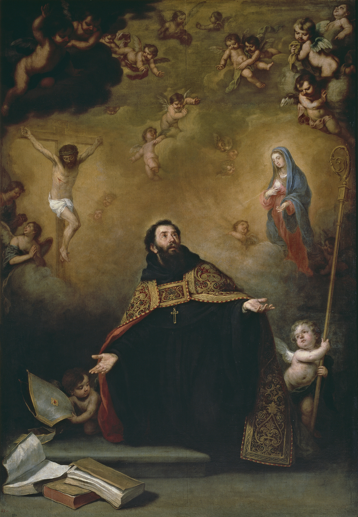 Saint Augustine between Christ and the Virgin