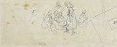 Schets van een groepje staande en zittende personen by Willem Roelofs I