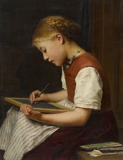 Schoolgirl doing homework