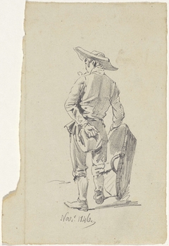 Staande man met een mand, op de rug gezien by Pieter van Loon