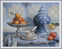 Still Life with a Chinese Vase and a Plate of Clementines by Daniel Brient