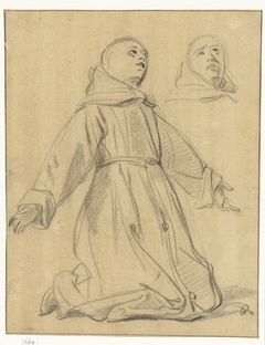 Studie van een knielende monnik by Unknown Artist