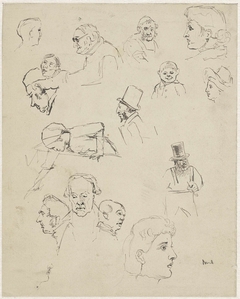 Studies van hoofden by Johannes Abraham Mondt