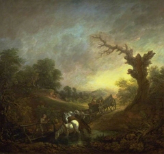 Sunset: Carthorses Drinking at a Stream by Thomas Gainsborough