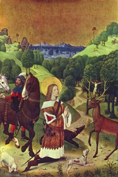 The Conversion of Saint Hubert: Left Hand Shutter by Master of the Life of the Virgin