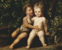 The Infant Christ and St John Embracing by Girolamo Mazzola Bedoli