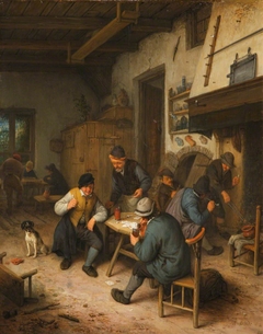 The Interior of an Inn with Peasants playing Cards