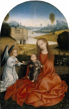 The Madonna and Child with an Angel by style of Master of the Legend of Saint Catherine