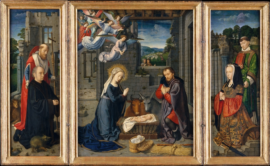 The Nativity with Donors and Saints Jerome and Leonard