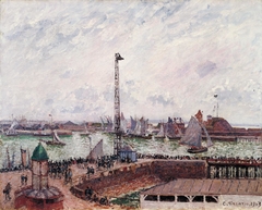 The Pilots’ Jetty, Le Havre, Morning, Cloudy and Misty Weather by Camille Pissarro
