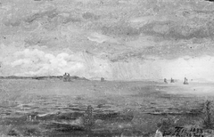 The Sound with Rain Clouds and Ships in the Background