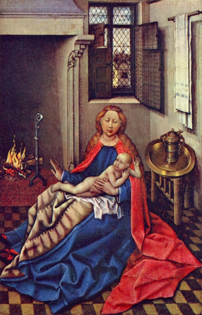The Virgin and Child by a Fireplace (Right Wing of a Diptych)