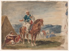 Three Arab Horsemen at an Encampment by Eugène Delacroix