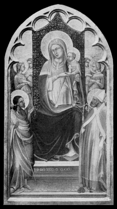 Thronende Maria mit dem Kind, zwei Heiligen und vier Engeln by Lorenzo Monaco