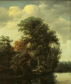 Trees with Farmhouse Near Water