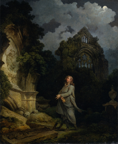 Visitor to a Moonlit Churchyard by Philip James de Loutherbourg
