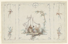 Vrouw, man en kinderen in chinoiserie-stijl by Abraham van Strij I