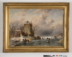 Winterlandschap met schaatsers by Charles Leickert