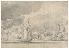 Zeeslag bij Lowestoft op 13 Juni 1665 by Willem van de Velde I