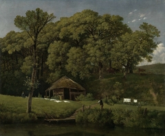 A Barn on the Bank of a Stream in Gelderland by Wouter Johannes van Troostwijk