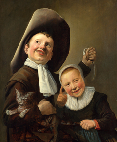 A Boy and a Girl with a Cat and an Eel by Judith Leyster