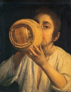 A Boy Drinking from a Flask by Anonymous