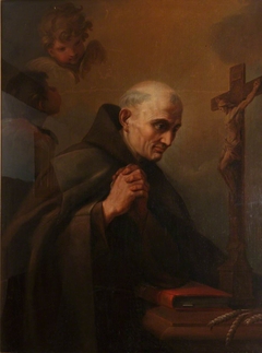 A Franciscan Saint in Prayer before a Crucifix by Anonymous