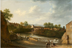 A View of Clonskeagh, County Dublin with Figures Bathing by Thomas Roberts