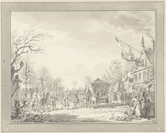 Aankomst der vijf Spaanse ambassadeurs tot het Bestand, bij Rijswijk, februari 1608 by Simon Fokke