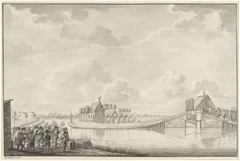 Aanval bij Ouderkerk aan de Amstel op de afgebroken brug, 1787 by Jean George Teissier